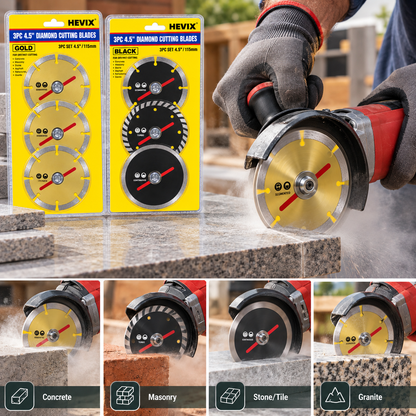 3pc 4.5" Diamond Cutting Blades – Gold & Black Set