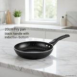 20cm Non-Stick Black Frying Pan with Induction Base – Ergonomic Handle, Easy-Clean Coating, Gas/Electric/Ceramic Compatible