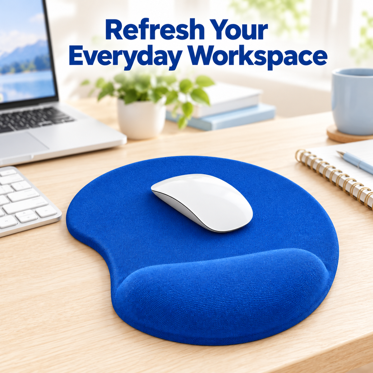 Blue Mouse Pad with Wrist Cushion