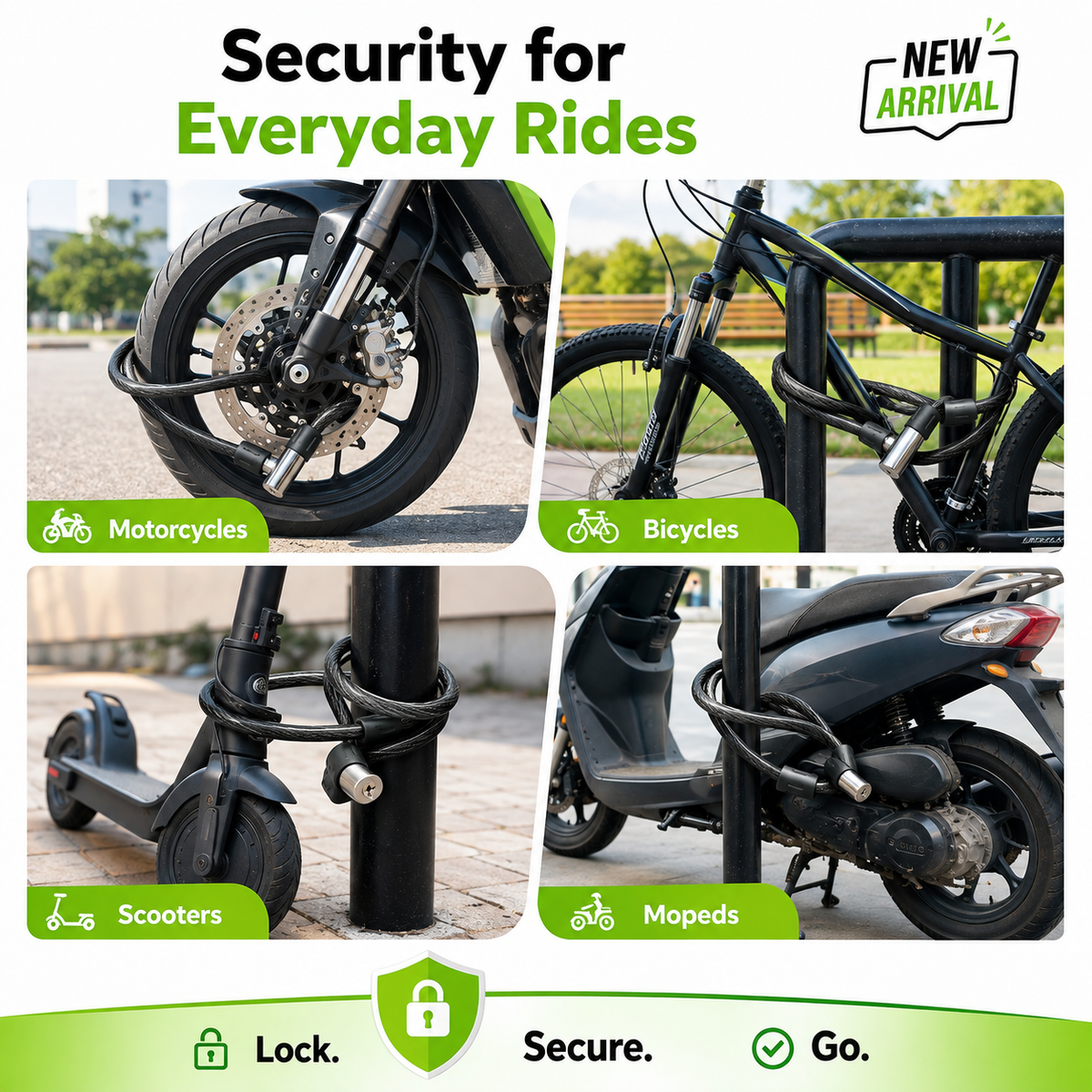 100cm Heavy-Duty Motorcycle Cable Lock – Flexible Security Lock for Bikes, Scooters & Motorcycles