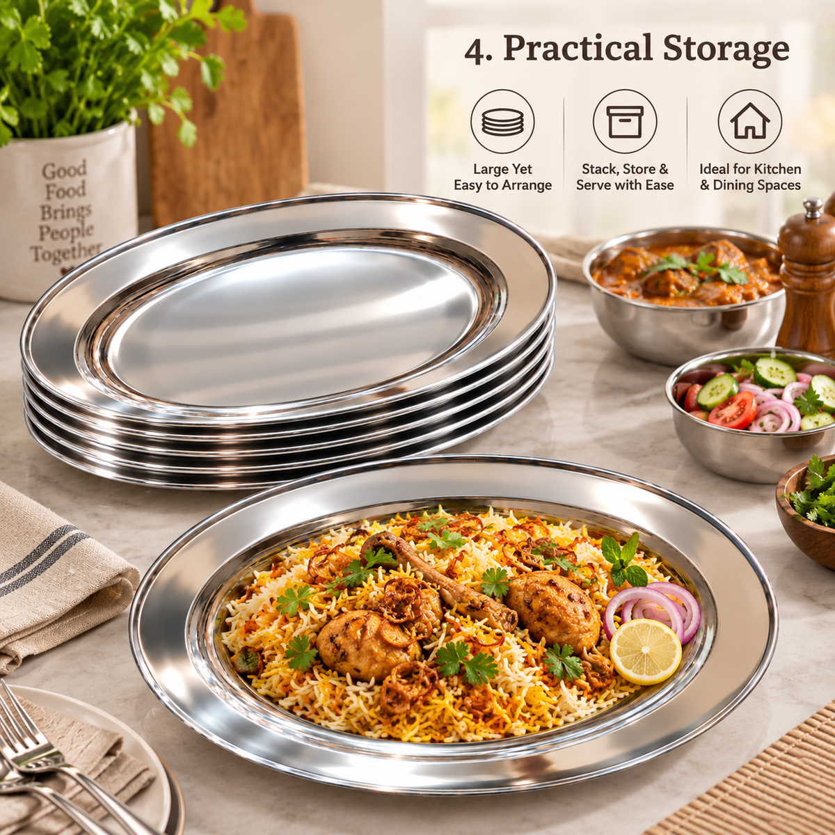 40cm Stainless Steel Oval Serving Plate