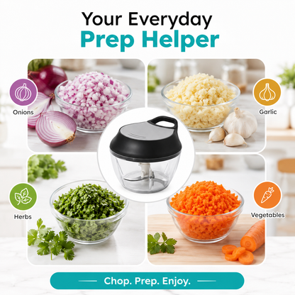 Manual Food Chopper with Pull Handle – Multi-Purpose Vegetable, Onion & Garlic Cutter