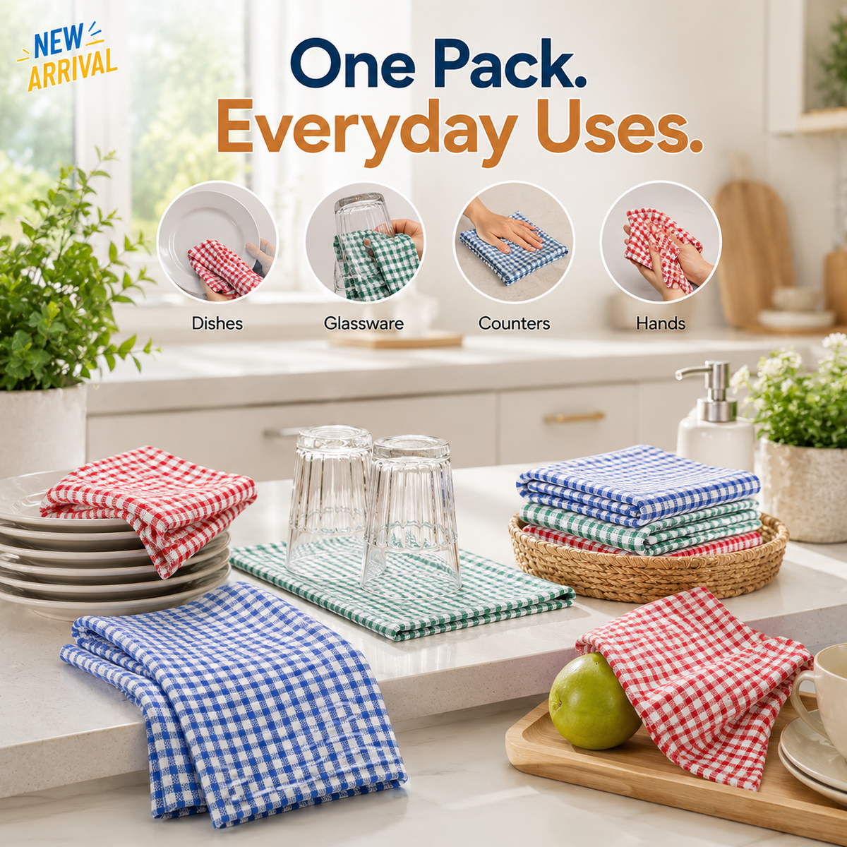 10 Pack Rice Weave Tea Towels – 50 x 70cm Assorted Colours