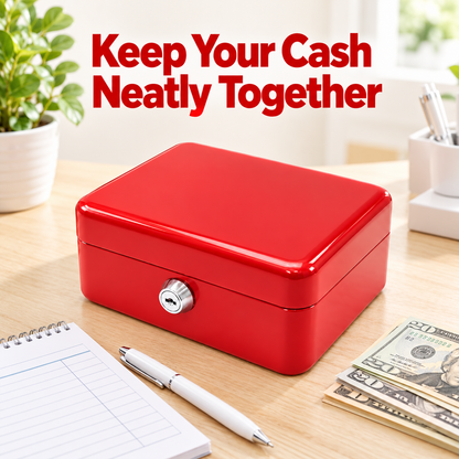 6 Inch Cash Box with Key Lock Red, Blue, Black