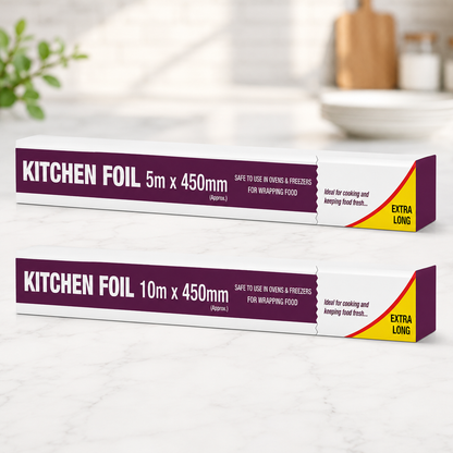 Aluminium Kitchen Foil Roll – 450mm Wide (5m & 10m)