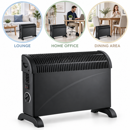 Single 2000W Portable Convector Heater 62.5cm – Black