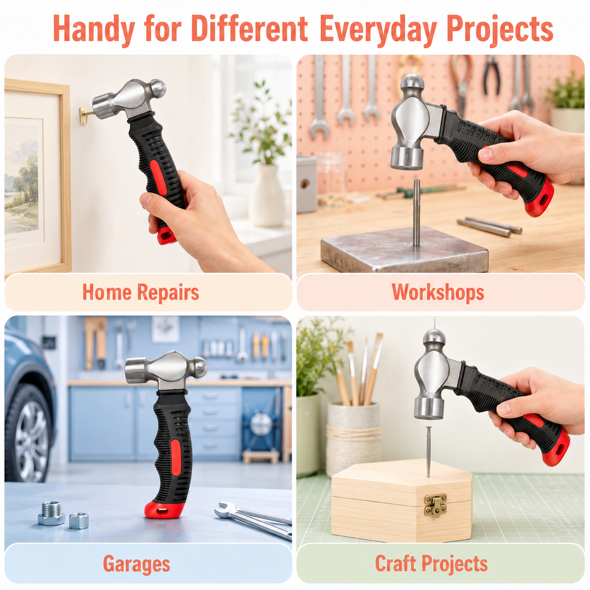 Stubby Ball-Pein Hammer with Comfort Grip