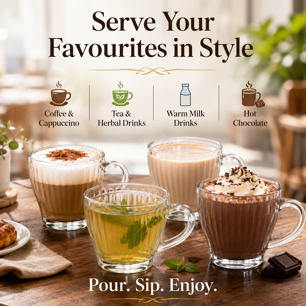 12Pcs Clear Glass Tea & Coffee Mug Set