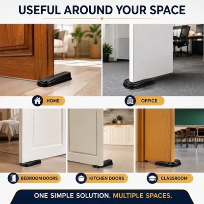 2PC Rubber Door Stopper Set – Black Non-Slip Door Wedges