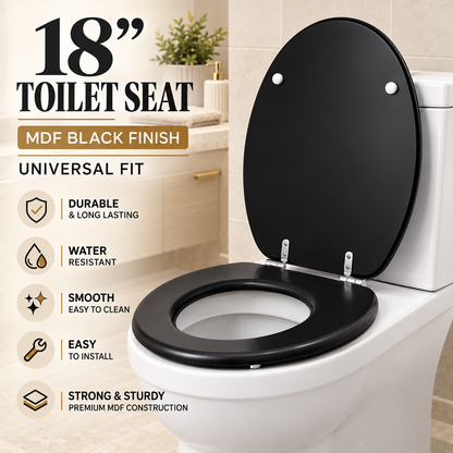 18 Inch Black MDF Toilet Seat