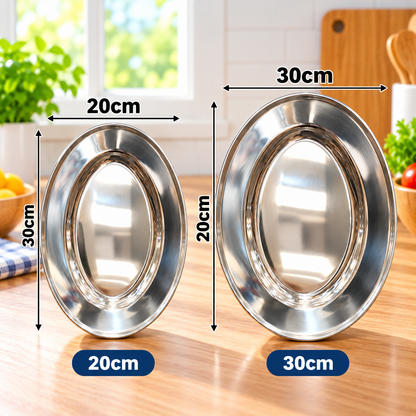 Stainless Steel Oval Plate – 20cm & 30cm Serving Tray