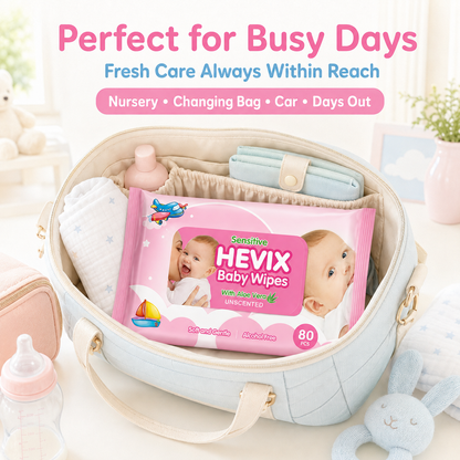 80 Unscented Sensitive Baby Wipes with Aloe Vera | Soft, Gentle & Alcohol-Free