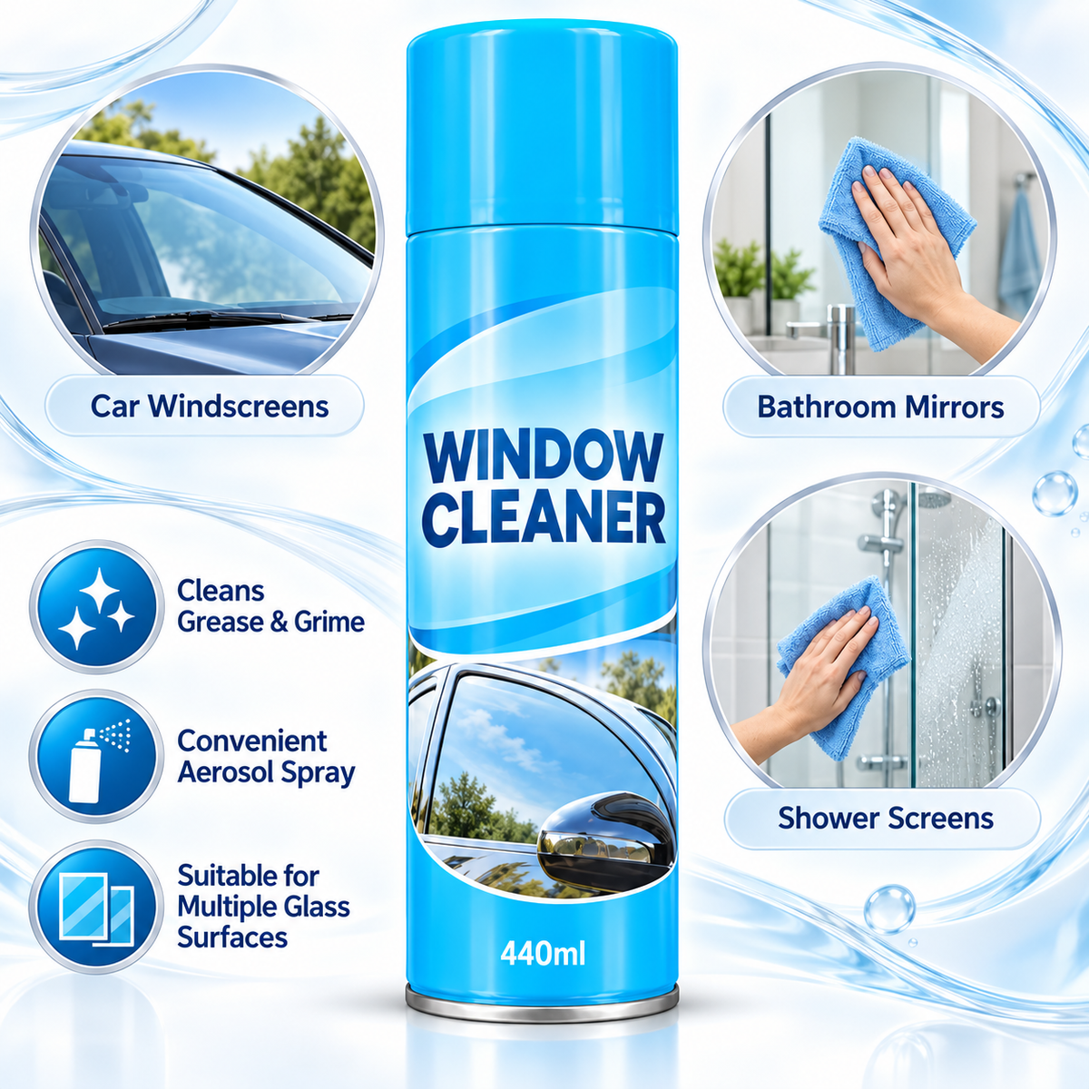 Window & Glass Cleaner Spray – 1 x 440ml
