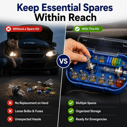 30-Piece H4 Car Bulb & Fuse Set – 12V Emergency Vehicle Spare Light Kit