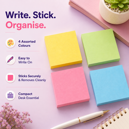 4-Pack Colourful Sticky Notes