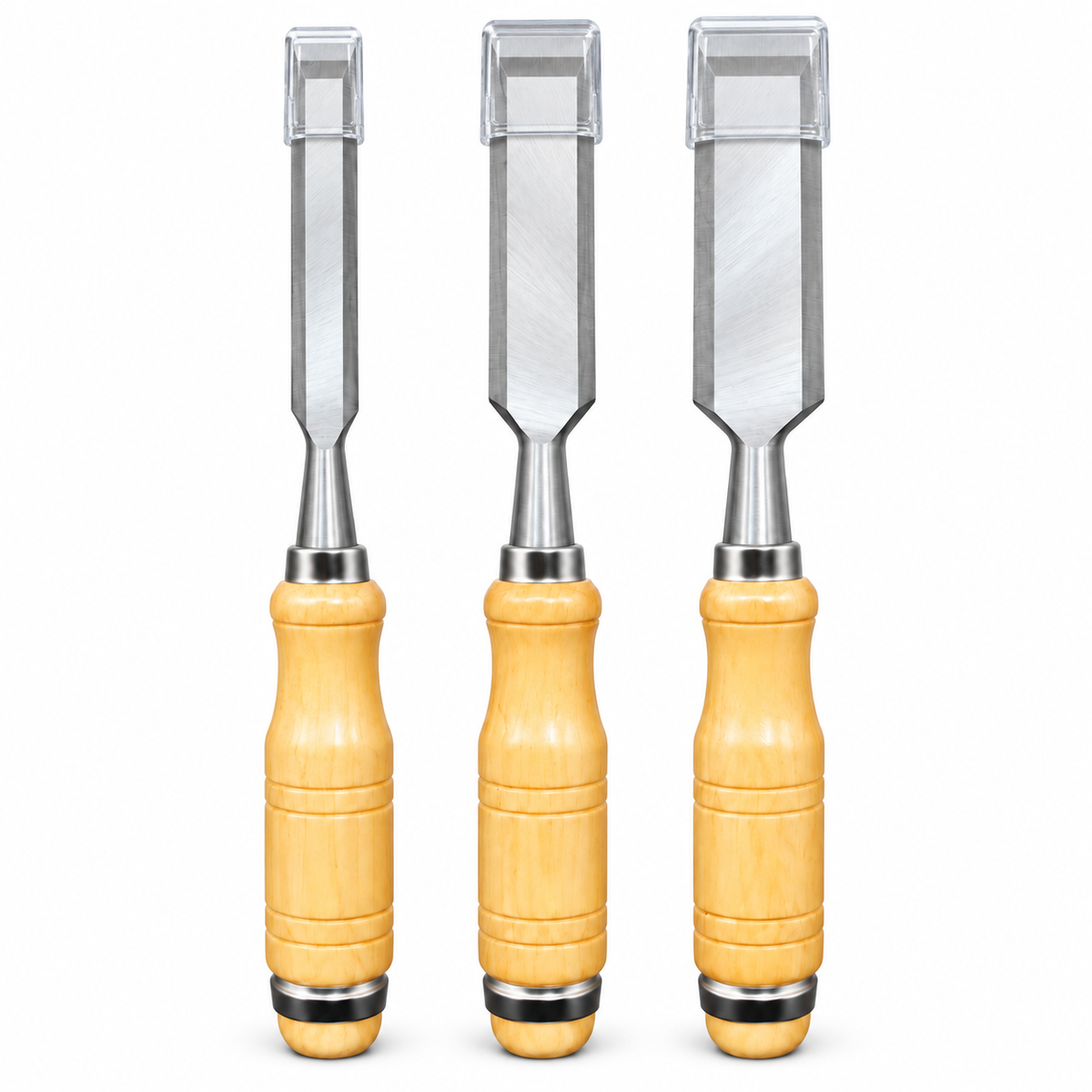 3Pc Wood Chisel Set Wooden Handle 12/19/25mm