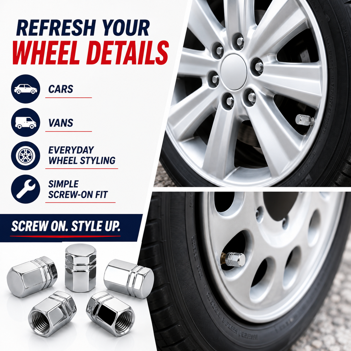 5PC Aluminium Tyre Valve Caps