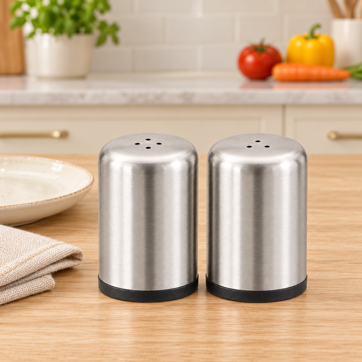 Stainless Steel Salt & Pepper Shaker Set – 2 Piece