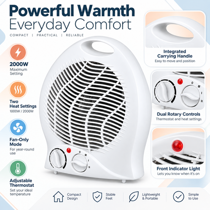 Portable Fan Heater 2000W – 1 Unit