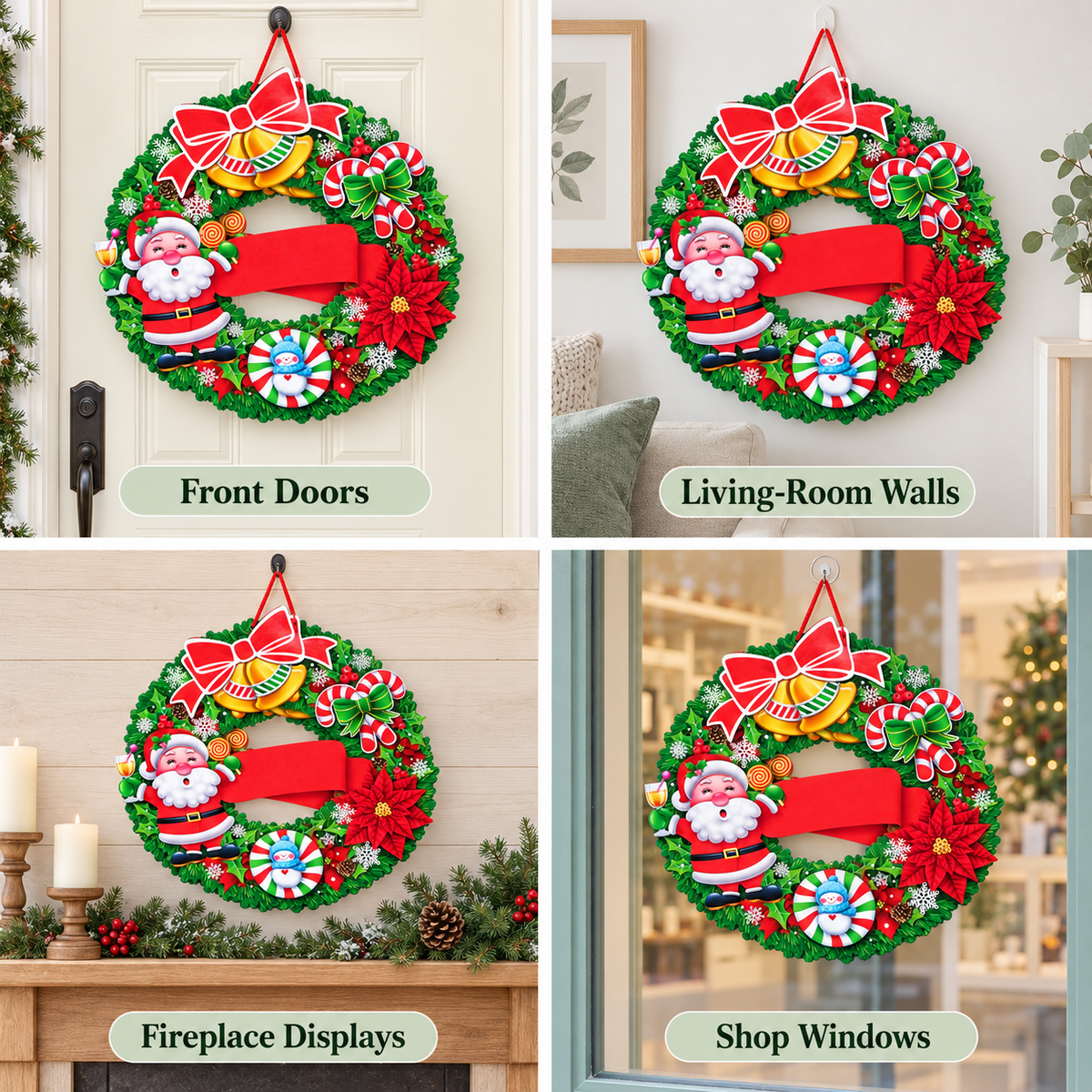 Christmas Wreath Hanging Door Decoration –  37x37cm