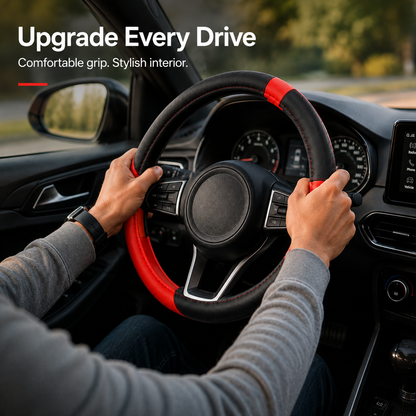 Steering Wheel Cover – Black/Red