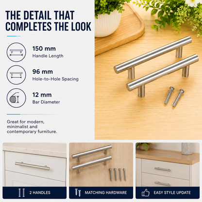 2-Piece 150mm T-Bar Handles