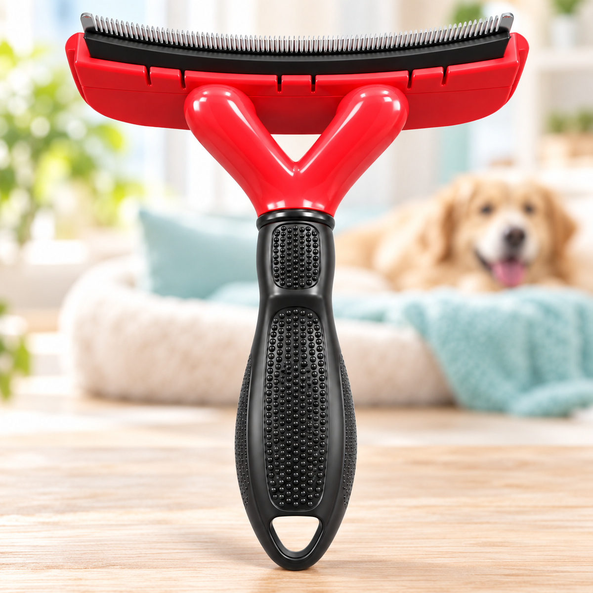 Pet Deshedding Tool  Edge, Release Button and Comfort-Grip Handle