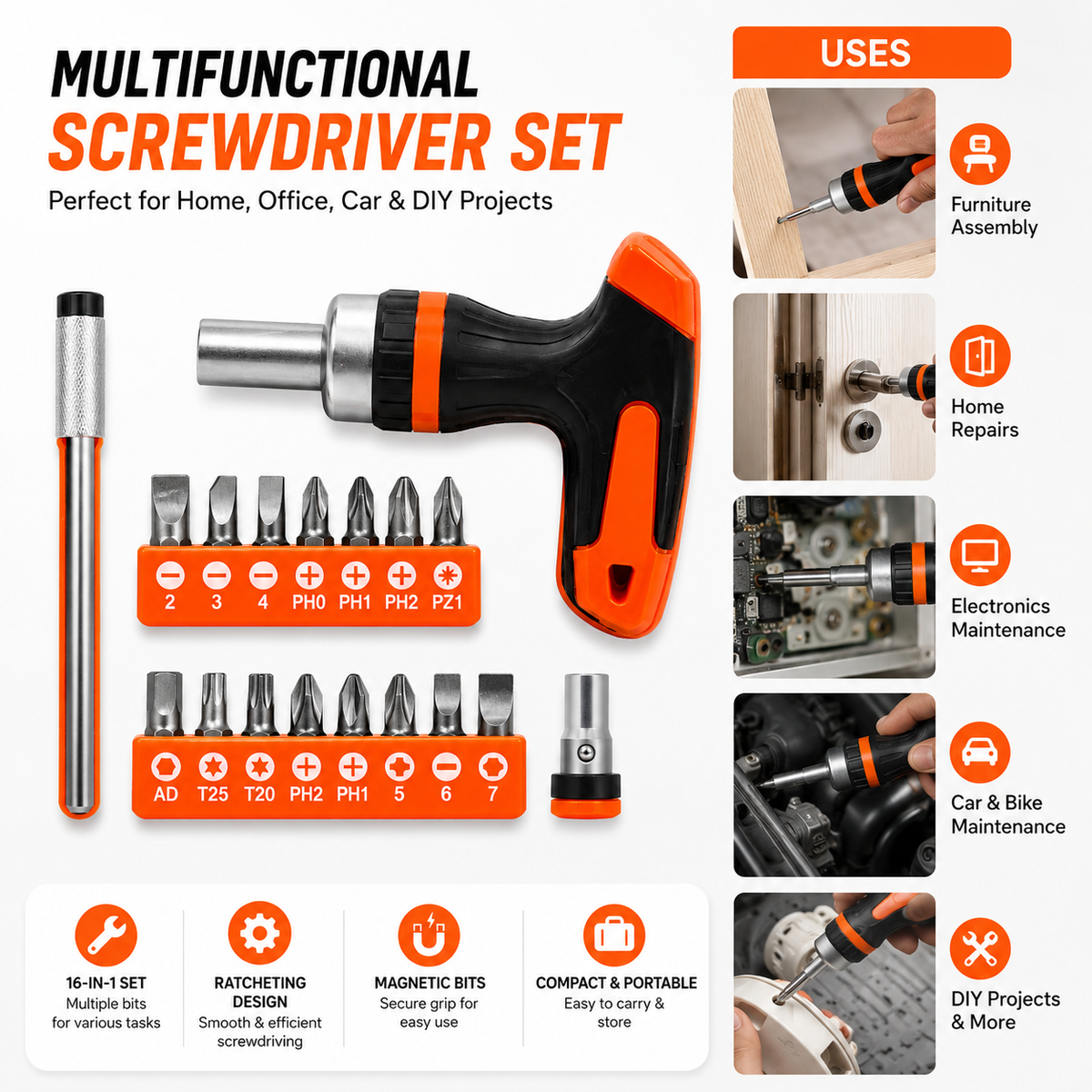 16-in-1 Ratchet Screwdriver Set