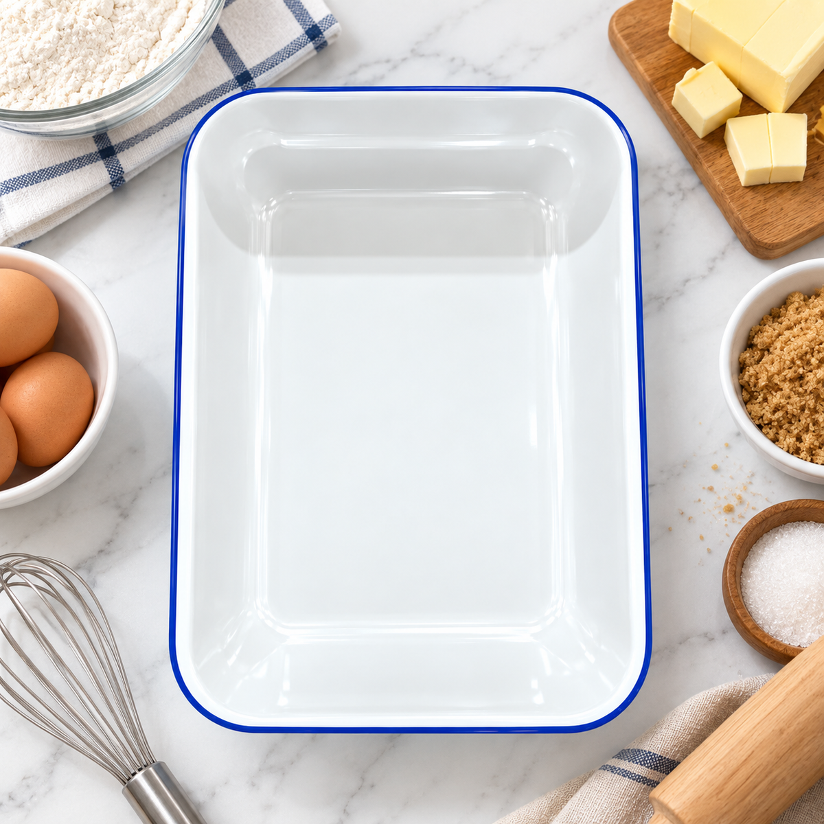 Enamel Bake Pan – 28cm Roasting & Baking Tray
