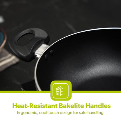 24cm Black Kadai Cooking Pan with Induction Bottom