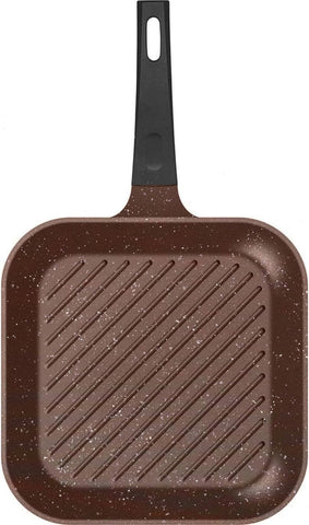 24cm Induction Grill Pan Die Cast Choc Finish for Even Cooking