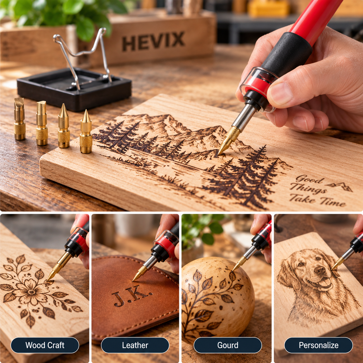 Wood Burning Pen Set – 30W with 5 Brass Tips