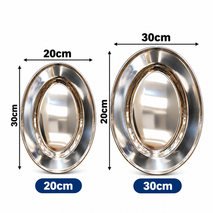 Stainless Steel Oval Plate – 20cm & 30cm Serving Tray