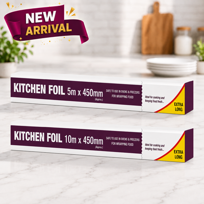 Aluminium Kitchen Foil Roll – 450mm Wide (5m & 10m)