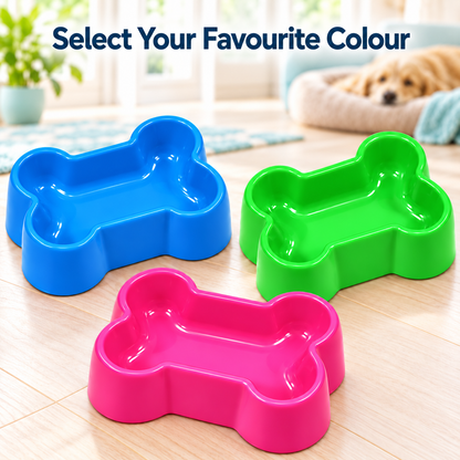 Bone-Shaped Single Pet Food Bowl – Bright Blue, Hot Pink or Bright Green