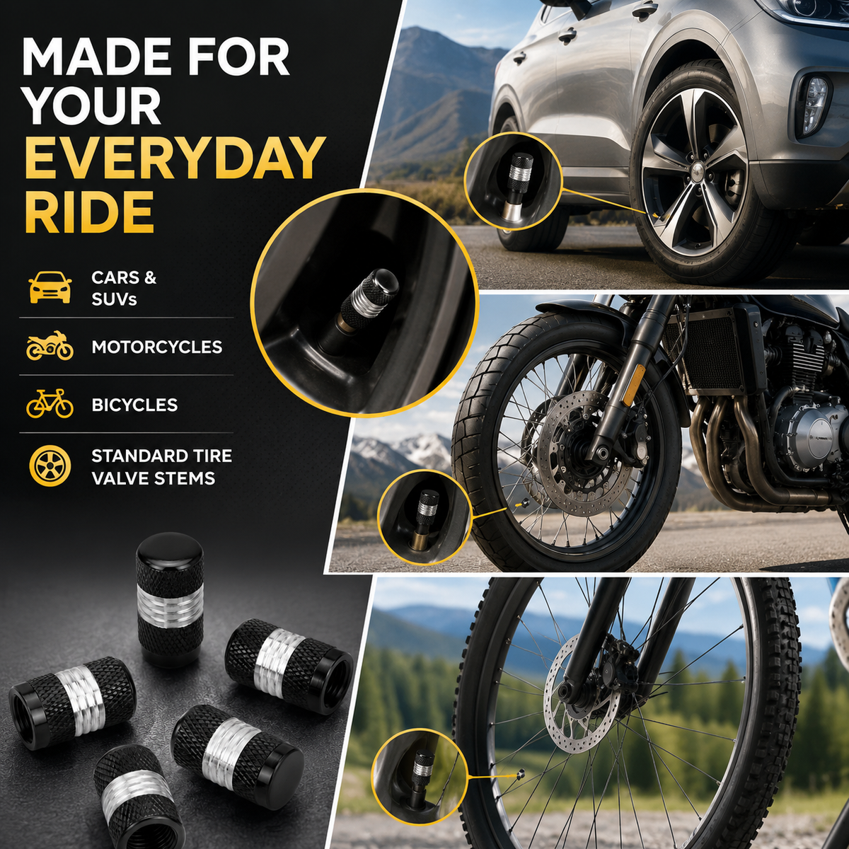 Valve Caps – 5 Piece Set