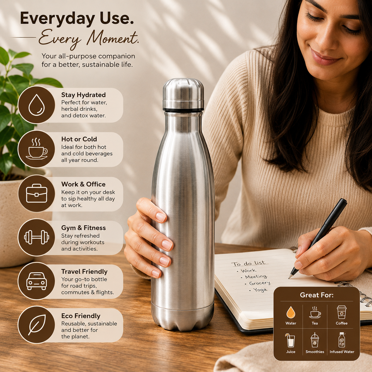 500ml Stainless Steel Vacuum Insulated Water Bottle – Hot & Cold Flask