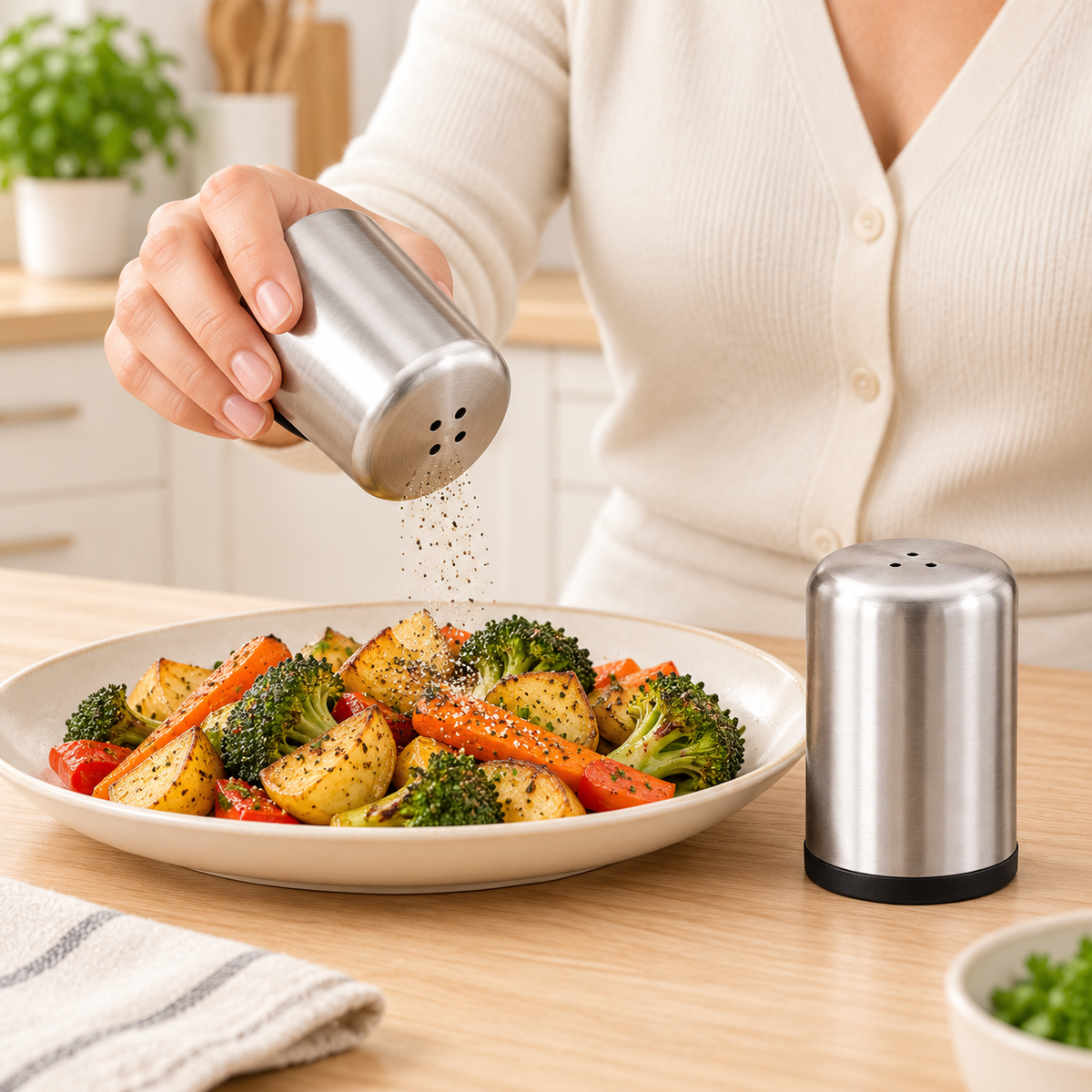Stainless Steel Salt & Pepper Shaker Set – 2 Piece