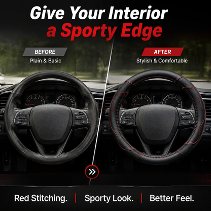 Black & Red Universal Steering Wheel Cover