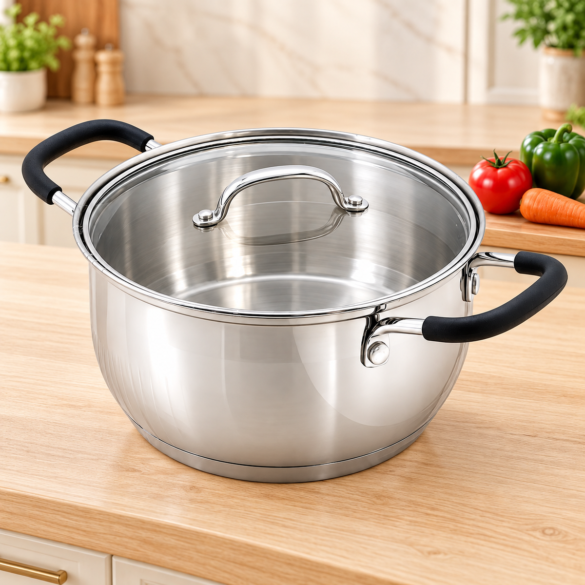 Stainless Steel Saucepot with Glass Lid – 20cm / 3.4L
