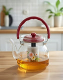 Glass Tea & Coffee Pot – 1800ml – Red Handle & Lid