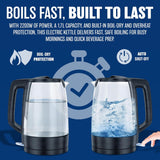1.7L Cordless Glass Kettle 2200W Fast Boiling Kettle