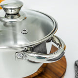 22cm Stainless Steel Casserole with Induction Base and Glass Lid