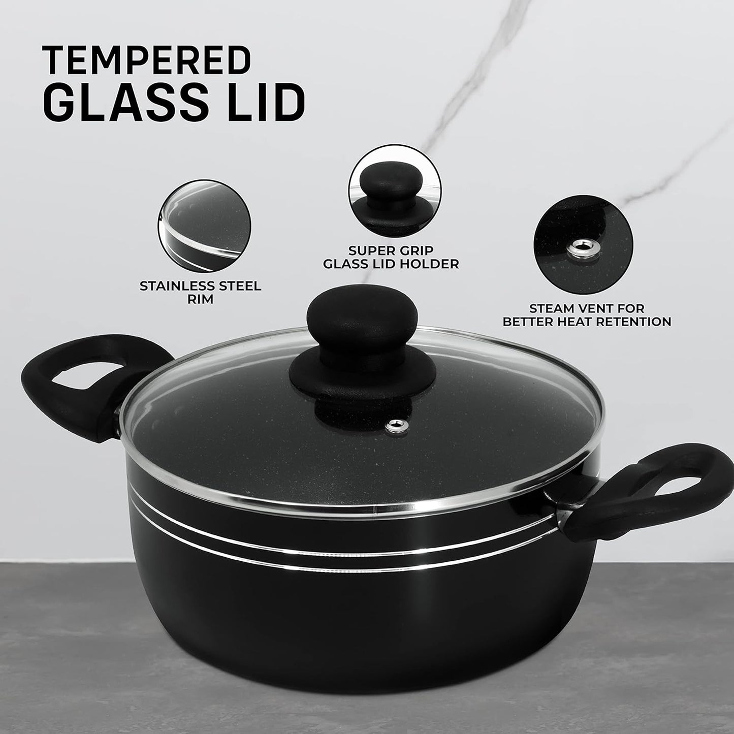 32cm Stovetop Stockpot Black Induction Bottom