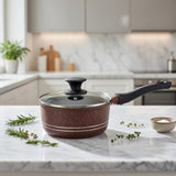 18cm Die-Cast Induction Saucepan with Glass Lid – Ceramic Coating, Korean Technology, Healthy Non-Stick Cooking