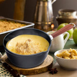 16cm Milk Pan with Glass Lid and wood Handle