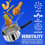 20cm Stainless Steel Chip Pan with Lid and Wire Basket