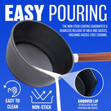 16cm Milk Pan with Glass Lid and wood Handle