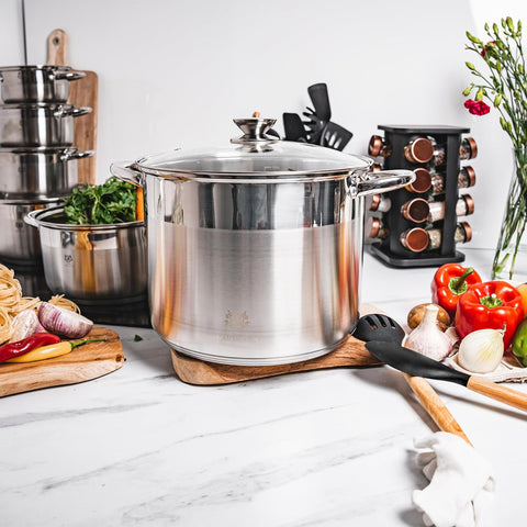 22cm Stockpot with Glass Lid and Induction Base