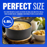 16cm Milk Pan with Glass Lid and Black Handle